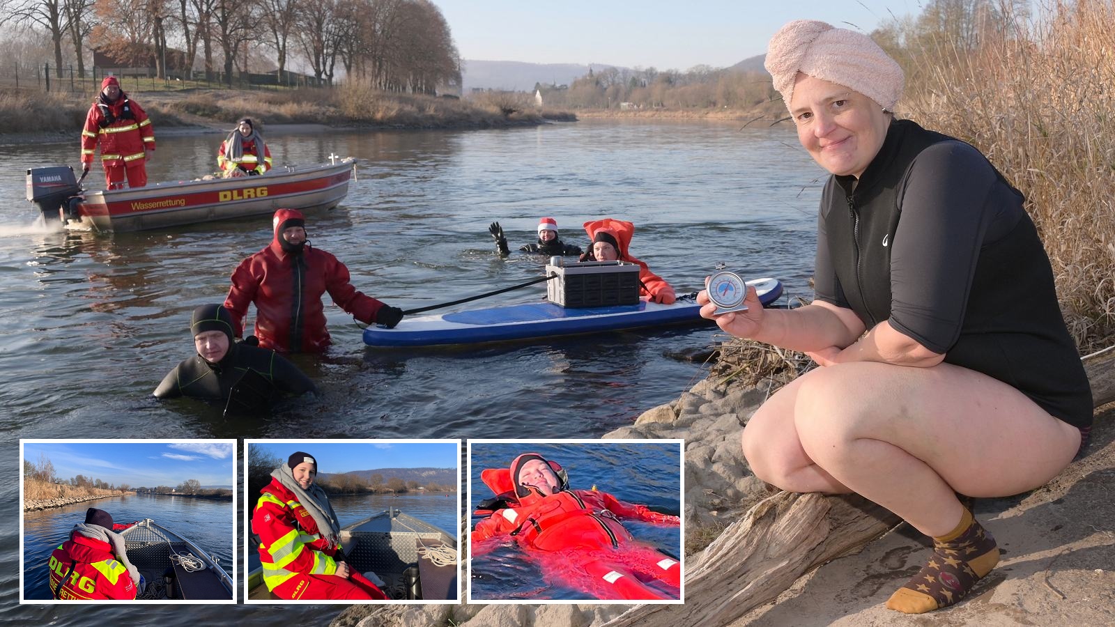 Weihnachtsgrüße aus der Weser zwischen Godelheim und Höxter